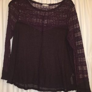 Free People lace long sleeve top. Purple size S